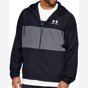 UNDER ARMOUR Weather Resistant Hooded Jacket Black Size Large EUC